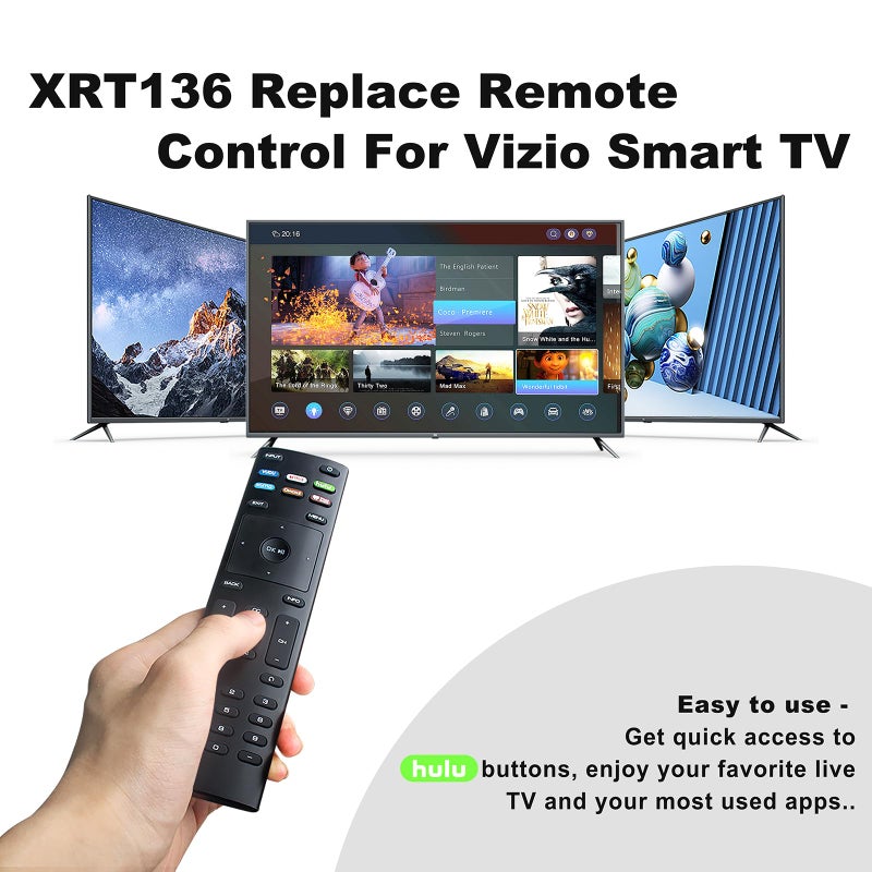 NKF XRT136 Remote Control for Vizio TV - Replacement Remote Effortless Control Various for Vizio TV Models D24f-F1 D32f-F1 D40f-G9 E43-D2 D50x-G9 E55-D0 E60U-D3 E70U-D3 E65-D0 E65E3 E70D3 E80-E3 - Image 2
